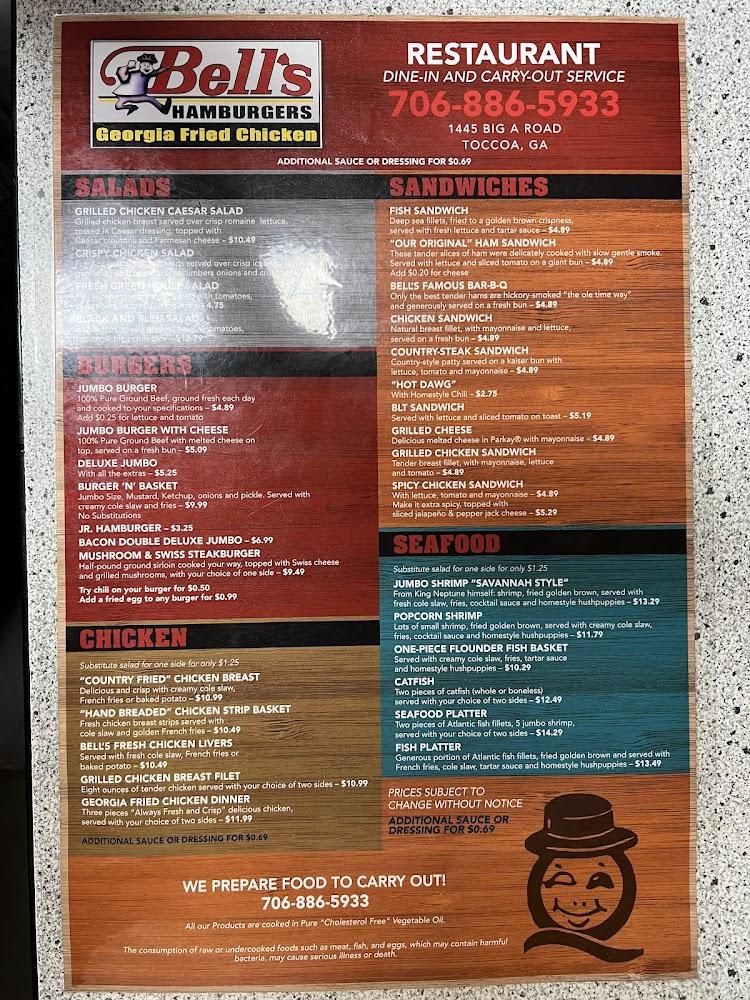Bell's Drive-In Restaurant Menu image 1