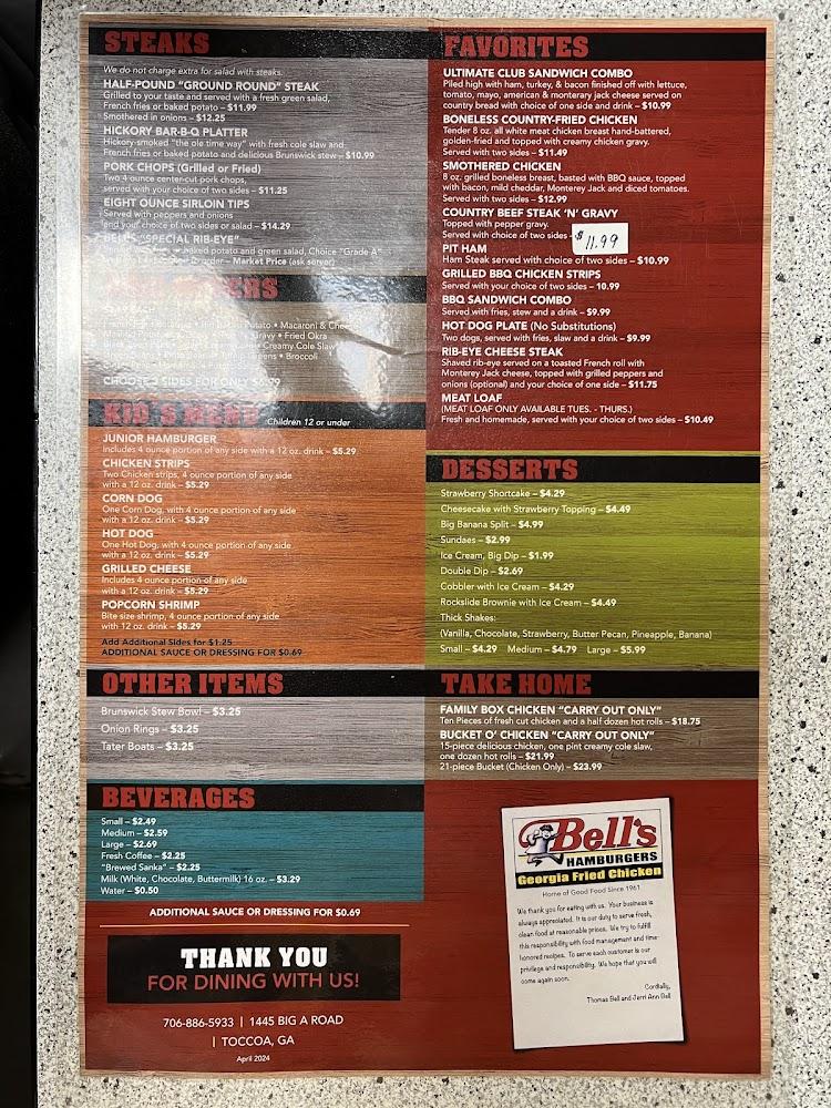 Bell's Drive-In Restaurant Menu image 3